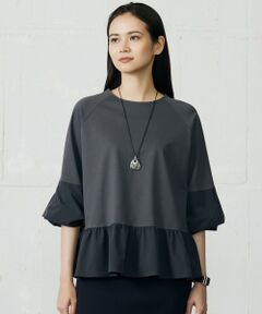 L size ONWARD(大きいサイズ) / エルサイズオンワード カットソー | クリアコットンポンチペプラム カットソー