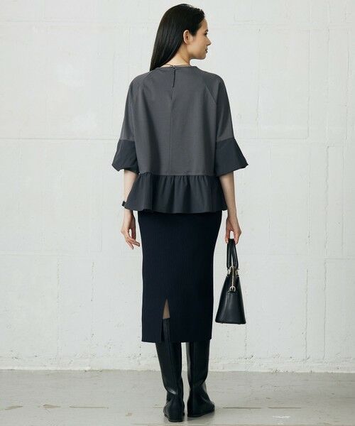 L size ONWARD(大きいサイズ) / エルサイズオンワード カットソー | クリアコットンポンチペプラム カットソー | 詳細5