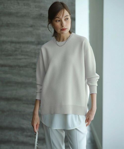 L size ONWARD(大きいサイズ) / エルサイズオンワード ニット・セーター | 【洗える】 シンセティックダブルフェイス ニットプルオーバー | 詳細1