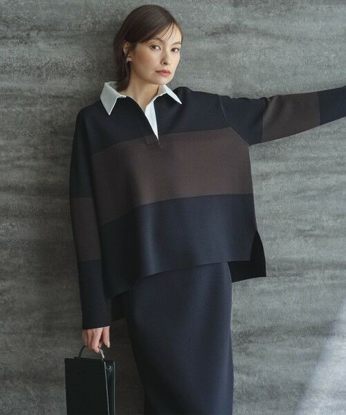 L size ONWARD(大きいサイズ) / エルサイズオンワード ニット・セーター | 【洗える】 シンセティックダブルフェイス ラガーニットプルオーバー | 詳細5