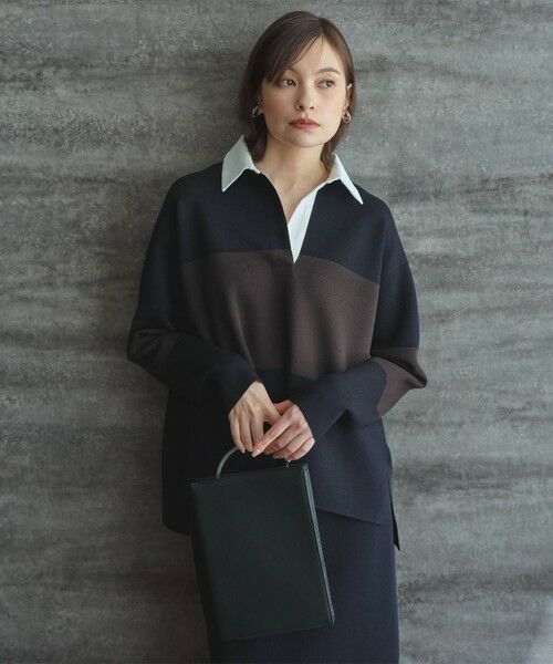 L size ONWARD(大きいサイズ) / エルサイズオンワード ニット・セーター | 【洗える】 シンセティックダブルフェイス ラガーニットプルオーバー | 詳細6