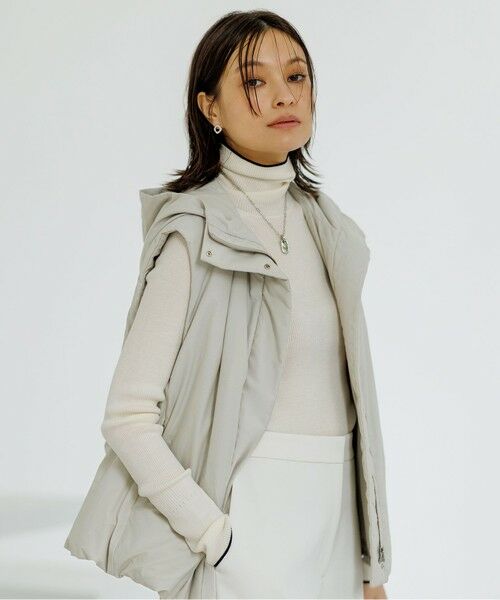 L size ONWARD(大きいサイズ) / エルサイズオンワード ニット・セーター | 【新色追加】エクストラファインメリノリブ タートルネックプルオーバー(オフホワイト系)