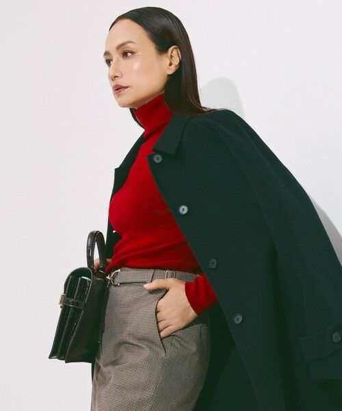 L size ONWARD(大きいサイズ) / エルサイズオンワード ニット・セーター | 【新色追加】エクストラファインメリノリブ タートルネックプルオーバー(ディープレッド系)