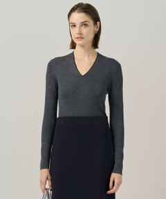 L size ONWARD(大きいサイズ) / エルサイズオンワード ニット・セーター | 【新色追加】 エクストラファインメリノリブ Vネックプルオーバー