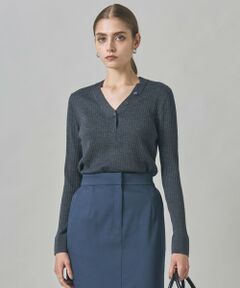 L size ONWARD(大きいサイズ) / エルサイズオンワード ニット・セーター | 【洗える】エクストラファインメリノリブ ヘンリーネック プルオーバー