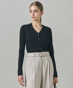 L size ONWARD(大きいサイズ) / エルサイズオンワード ニット・セーター | 【洗える】エクストラファインメリノリブ ヘンリーネック プルオーバー