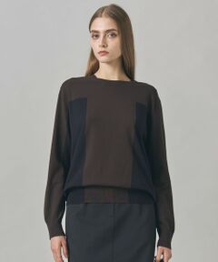 L size ONWARD(大きいサイズ) / エルサイズオンワード ニット・セーター | 【洗える】マットヴィスコースポリエステル ブロッキングニット