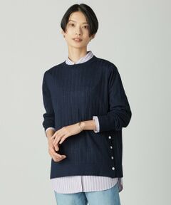 L size ONWARD(大きいサイズ) / エルサイズオンワード ニット・セーター | WORETED WOOL BLEND クルーネック ニット