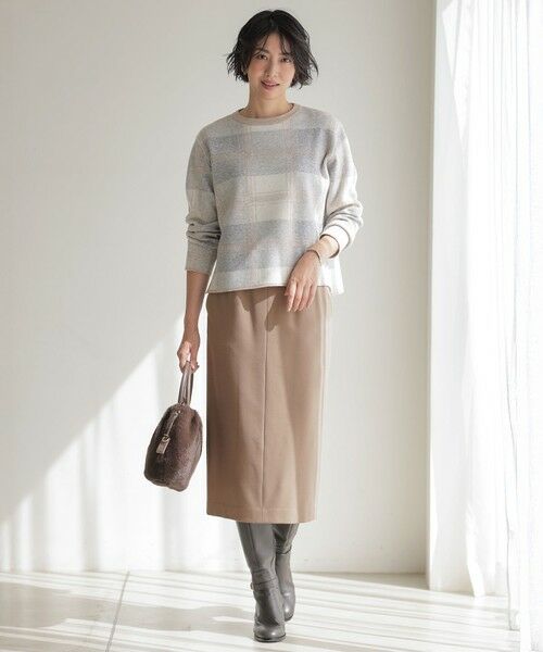 L size ONWARD(大きいサイズ) / エルサイズオンワード ニット・セーター | Wooly Stretch Plaid ニット | 詳細1