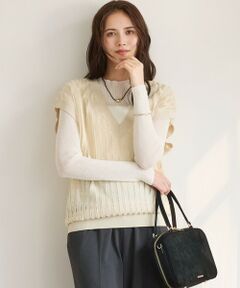 L size ONWARD(大きいサイズ) / エルサイズオンワード ニット・セーター | 【SLOW/一部店舗限定】フリンジニット ジレ