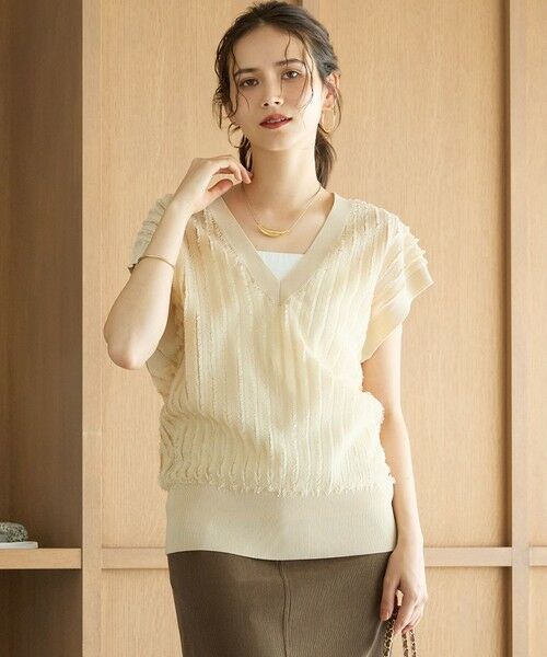 L size ONWARD(大きいサイズ) / エルサイズオンワード ニット・セーター | 【SLOW/一部店舗限定】フリンジニット ジレ | 詳細2