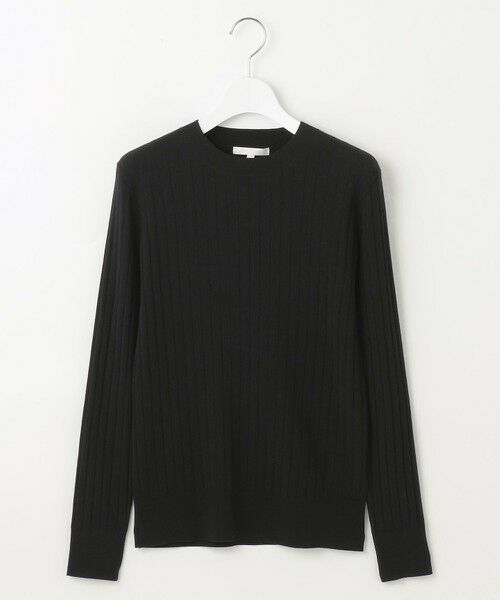 L size ONWARD(大きいサイズ)/エルサイズオンワード 【洗える】レーヨンストレッチリブインナー ニット ブラック 46 L size ONWARD(大きいサイズ)/エルサイズオンワード 【洗える】レーヨンストレッチリブインナー ニット ブラック 46