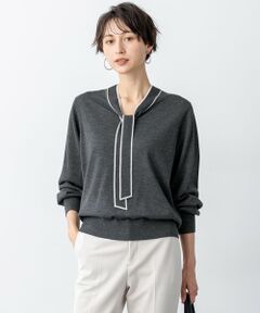 L size ONWARD(大きいサイズ) / エルサイズオンワード ニット・セーター | 【洗える】ウーステッドウール ボウタイ ニット