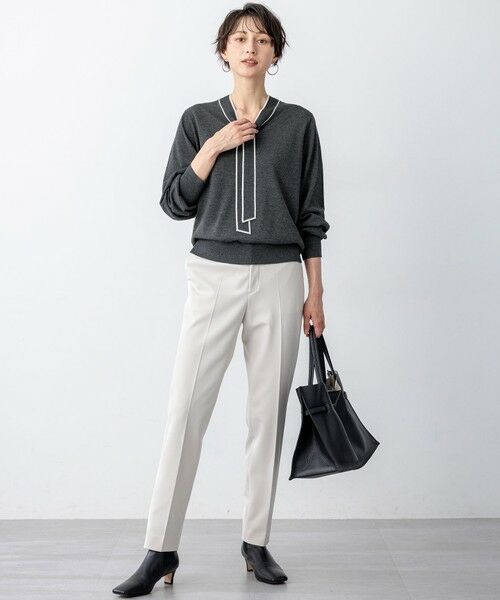 L size ONWARD(大きいサイズ) / エルサイズオンワード ニット・セーター | 【洗える】ウーステッドウール ボウタイ ニット | 詳細2