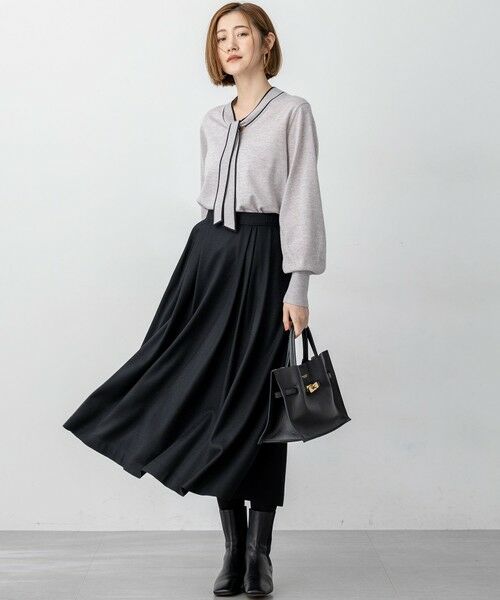 L size ONWARD(大きいサイズ) / エルサイズオンワード ニット・セーター | 【洗える】ウーステッドウール ボウタイ ニット | 詳細7