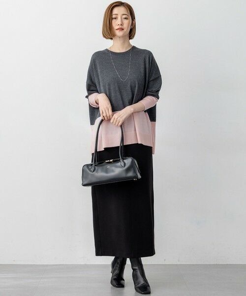 L size ONWARD(大きいサイズ) / エルサイズオンワード ニット・セーター | 【洗える】ウーステッドウール カラーブロック ニット | 詳細6