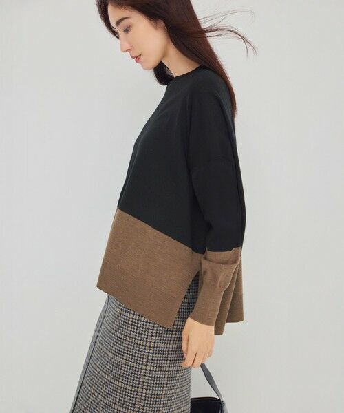 L size ONWARD(大きいサイズ) / エルサイズオンワード ニット・セーター | 【洗える】ウーステッドウール カラーブロック ニット | 詳細15