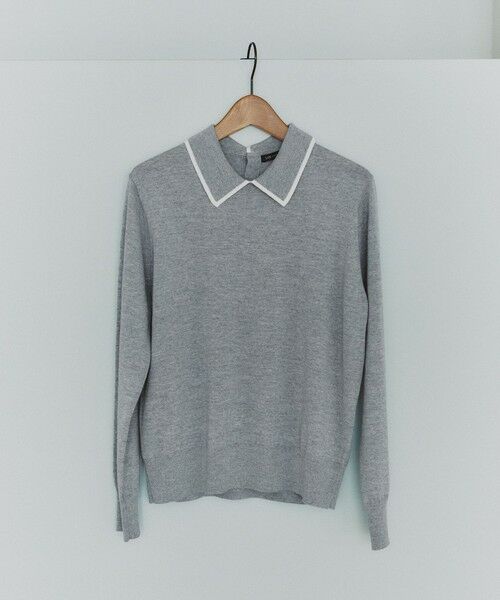 L size ONWARD(大きいサイズ) / エルサイズオンワード ニット・セーター | 【洗える】ウーステッドウール ポロニット | 詳細4