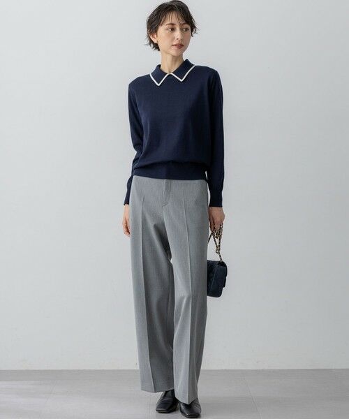 L size ONWARD(大きいサイズ) / エルサイズオンワード ニット・セーター | 【洗える】ウーステッドウール ポロニット | 詳細6