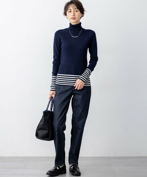 L size ONWARD(大きいサイズ) / エルサイズオンワード ニット・セーター | 【見上愛さん着用/VERY掲載/洗える】ウーステッドウール リブタートル ボーダー ニット | 詳細19