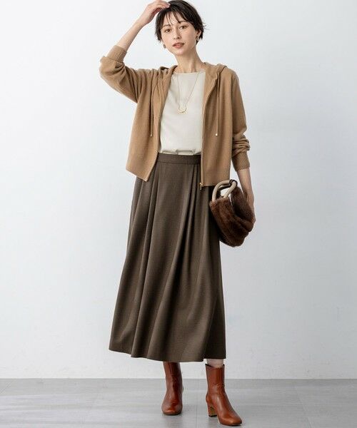 L size ONWARD(大きいサイズ) / エルサイズオンワード パーカー | 【見上愛さん着用/洗える】ピュアカシミヤ ジップアップ ニット パーカー | 詳細9