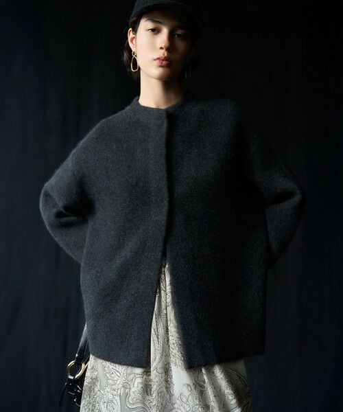 L size ONWARD(大きいサイズ) / エルサイズオンワード その他アウター | 【見上愛さん着用】ラクーンブレンドダブルフェイス ニット アウター | 詳細5