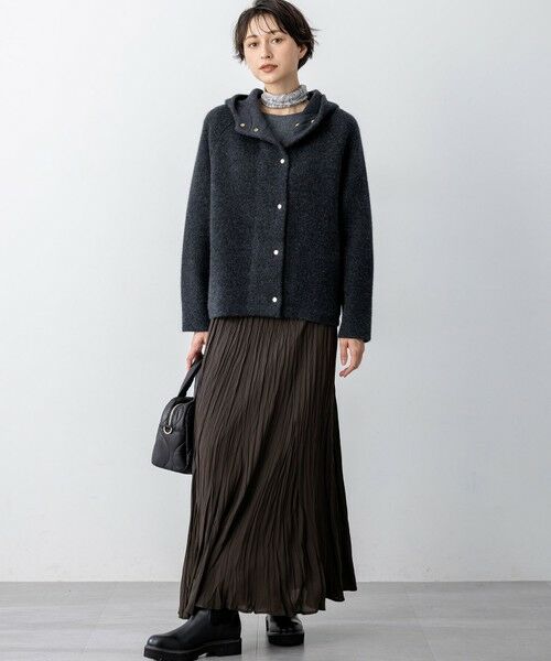 L size ONWARD(大きいサイズ) / エルサイズオンワード その他アウター | ラクーンブレンドダブルフェイス ニット フーディー | 詳細6