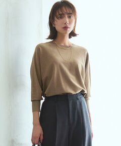 L size ONWARD(大きいサイズ) / エルサイズオンワード ニット・セーター | 【洗える/吊り干しOK】ヴィスコースストレッチ ドルマンスリーブ ラメ ニット