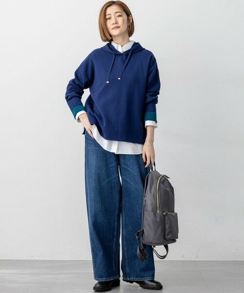 L size ONWARD(大きいサイズ) / エルサイズオンワード パーカー | 【洗える】ダブルフェイスニット パーカー | 詳細5