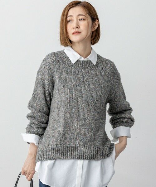 L size ONWARD(大きいサイズ)/エルサイズオンワード 【洗える】マーブルルレックスリリー バルキーニット ライトグレー系 46