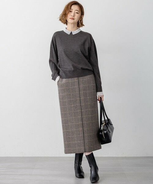 L size ONWARD(大きいサイズ) / エルサイズオンワード ニット・セーター | 【CLASSY.掲載/洗える】エンブロイダリー ジオメトリックレースコンビ ニット | 詳細2