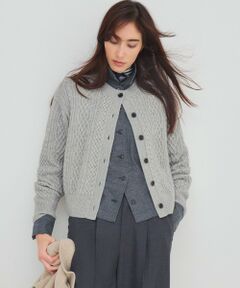 L size ONWARD(大きいサイズ) / エルサイズオンワード カーディガン・ボレロ | 【洗える】カシミヤブレンド ケーブルニットカーディガン