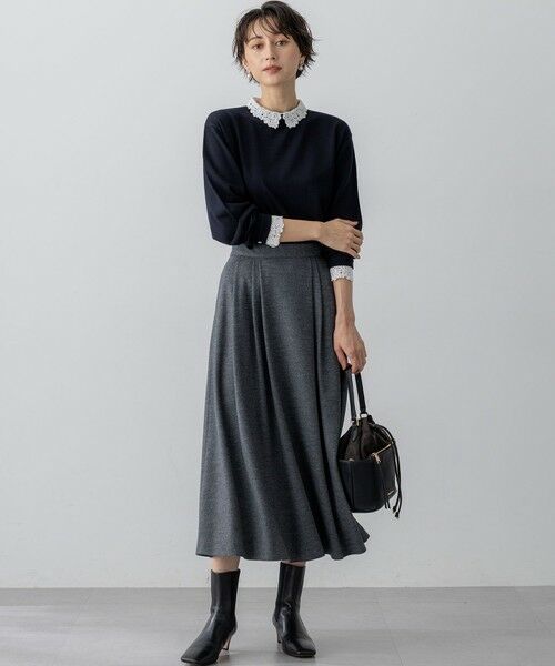 L size ONWARD(大きいサイズ) / エルサイズオンワード ニット・セーター | 【洗える】エンブロイダリー フラワーレースコンビ ニット | 詳細8