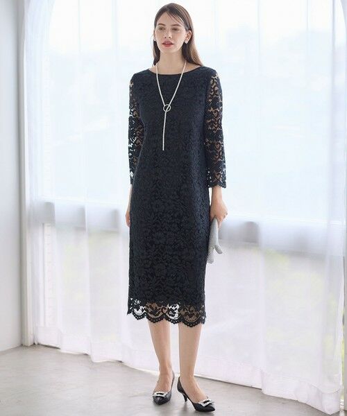 L size ONWARD(大きいサイズ) / エルサイズオンワード ドレス | 【APPLAUDIR】シャイニーフラワーレース ドレス | 詳細1