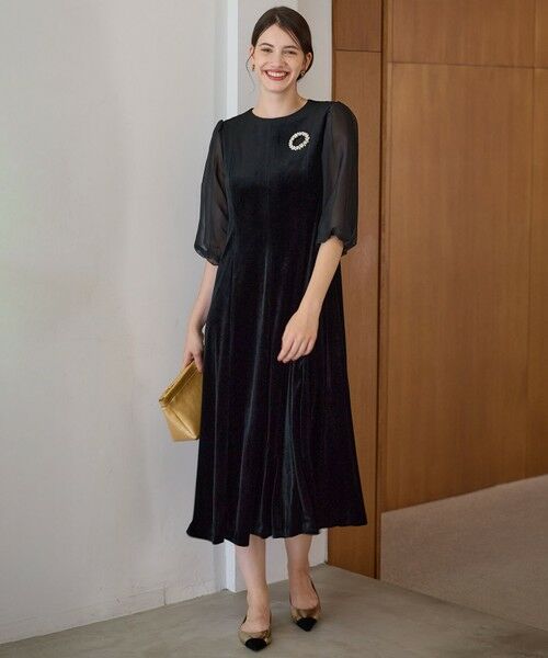 L size ONWARD(大きいサイズ) / エルサイズオンワード ドレス | 【APPLAUDIR】ベロアコンビ ドレス | 詳細2