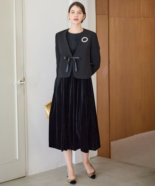 L size ONWARD(大きいサイズ) / エルサイズオンワード ドレス | 【APPLAUDIR】ベロアコンビ ドレス | 詳細5
