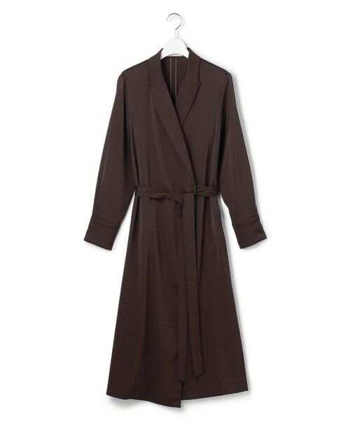 L size ONWARD(大きいサイズ) / エルサイズオンワード ロング・マキシ丈ワンピース | 【洗える】ストレッチダブルサテン テーラーカラー ラップワンピース | 詳細3