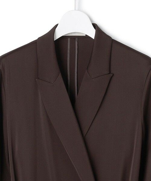 L size ONWARD(大きいサイズ) / エルサイズオンワード ロング・マキシ丈ワンピース | 【洗える】ストレッチダブルサテン テーラーカラー ラップワンピース | 詳細5