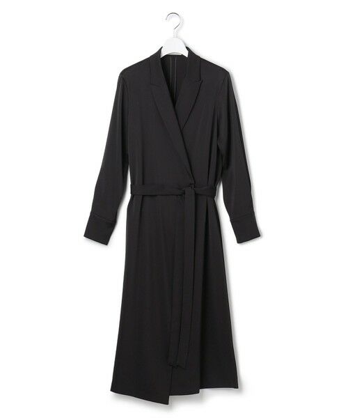 L size ONWARD(大きいサイズ) / エルサイズオンワード ロング・マキシ丈ワンピース | 【洗える】ストレッチダブルサテン テーラーカラー ラップワンピース | 詳細15