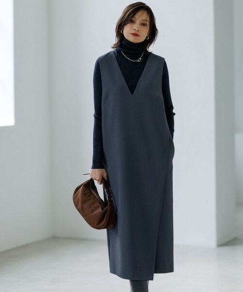 L size ONWARD(大きいサイズ) / エルサイズオンワード ロング・マキシ丈スカート | ウールライクストレッチ ジャンパースカート | 詳細1