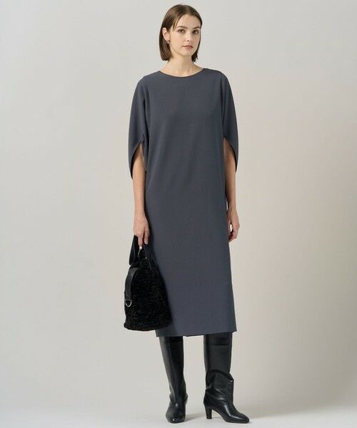 L size ONWARD(大きいサイズ) / エルサイズオンワード ロング・マキシ丈ワンピース | 【洗える】 ウールライクストレッチ ドルマンスリーブワンピース | 詳細2