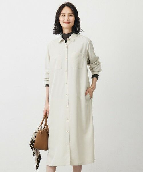 L size ONWARD(大きいサイズ) / エルサイズオンワード ロング・マキシ丈ワンピース | ピーチポプリン ワンピース(サンドベージュ系)