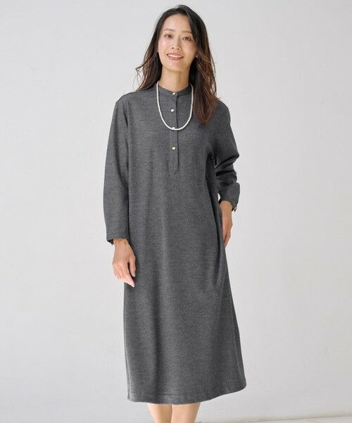 L size ONWARD(大きいサイズ)/エルサイズオンワード ウールスムース ワンピース グレー系 T13 L size ONWARD(大きいサイズ)/エルサイズオンワード ウールスムース ワンピース グレー系 T13