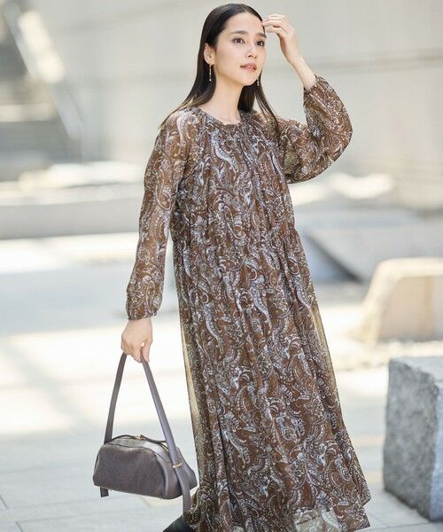 L size ONWARD(大きいサイズ) / エルサイズオンワード ロング・マキシ丈ワンピース | 【SHIHOさん着用】ペイズリープリント ワンピース | 詳細1