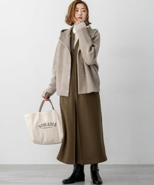 L size ONWARD(大きいサイズ) / エルサイズオンワード ロング・マキシ丈ワンピース | ウールミルドジャージー ボックスタック ジャンパースカート | 詳細10