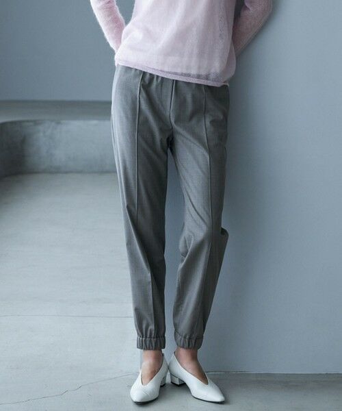 L size ONWARD(大きいサイズ)/エルサイズオンワード 【洗える】T/Wブロード ジョグパンツ ライトグレー系 44
