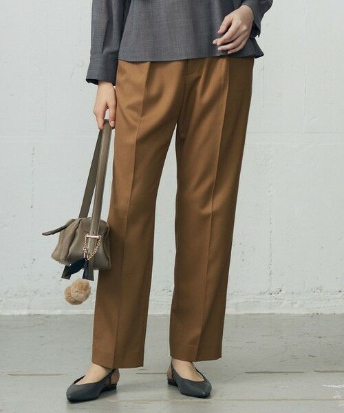 L size ONWARD(大きいサイズ)/エルサイズオンワード 【SHIHOさん着用・洗える】TRスラブツイルテーパード パンツ キャメル 46 L size ONWARD(大きいサイズ)/エルサイズオンワード 【SHIHOさん着用・洗える】TRスラブツイルテーパード パンツ キャメル 46