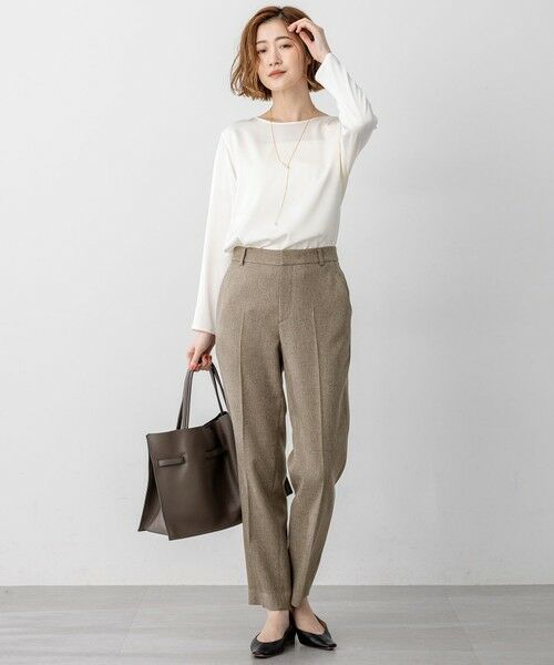 L size ONWARD(大きいサイズ) / エルサイズオンワード その他パンツ | 【洗える/セットアップ対応】ウールライクカルゼ テーパード パンツ | 詳細11