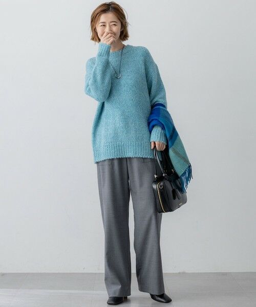 L size ONWARD(大きいサイズ) / エルサイズオンワード その他パンツ | 【洗える】ナチュラルストレッチサキソニー ベイカー ドロスト パンツ | 詳細14