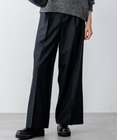 L size ONWARD(大きいサイズ) / エルサイズオンワード その他パンツ | 【滝沢眞規子さん着用/CanCam11月号掲載】ナチュラルストレッチサキソニー タック ワイド パンツ